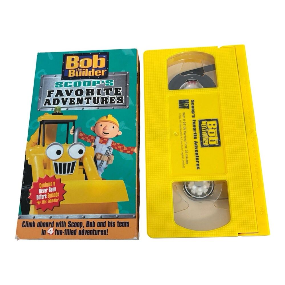 Bob the Builder Scoops Favorite Adventures Vintage 2003 VHS Tape Rare Yellow